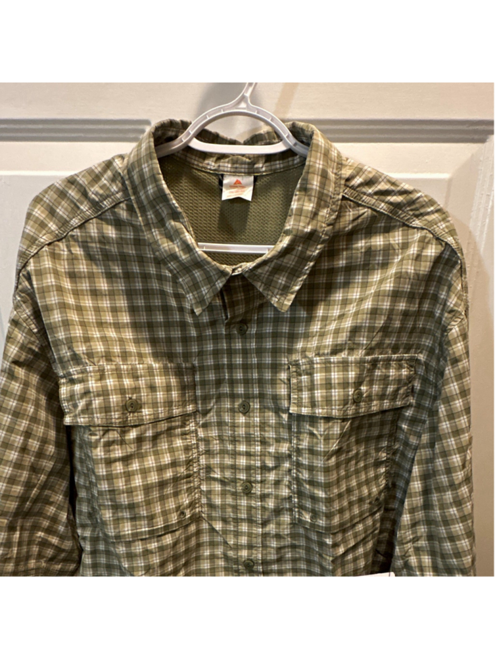 Ozark Trail Upstream Men's Long Sleeve Button-Up Fishing Shirt Plaid Green 2XL